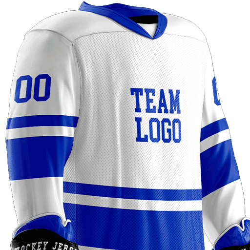 Blue and store white hockey jersey